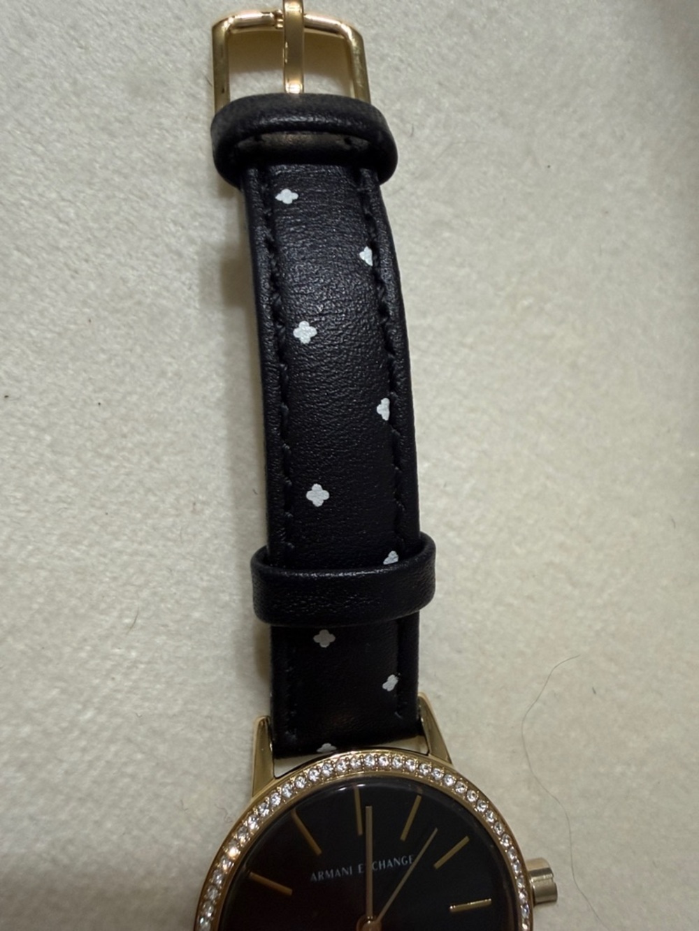 Armani Exchange Black Dial Gold-Tone Crystal Bezel Watch - Picture 7 of 8